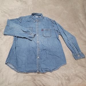 Levi’s Mens Sz XL Denim Shirt Blue Jean Medium Wash Long Sleeve Buttons Pockets